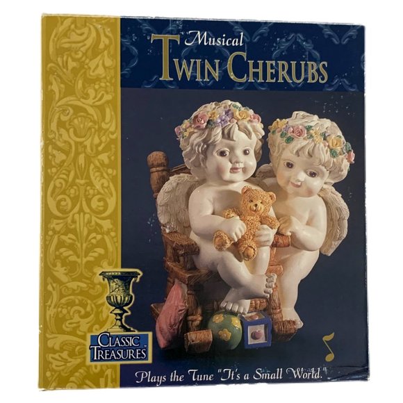 Classic Treasures Musical Figurine Twin Cherubs Plays “It’s a Small World” - Picture 2 of 9